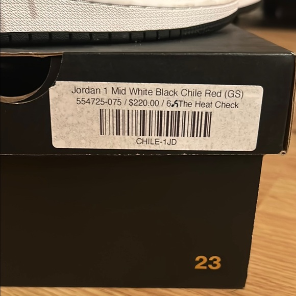 Jordan 1 Mid White Black Chile Red Sneakers - Picture 2 of 8